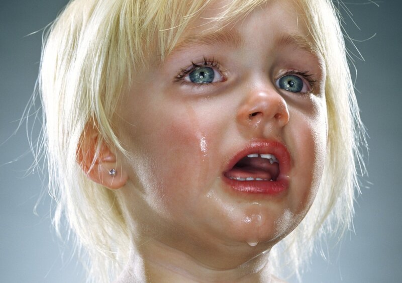 child crying with tears