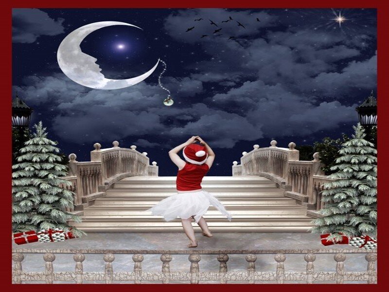 Child dancing under moonlight