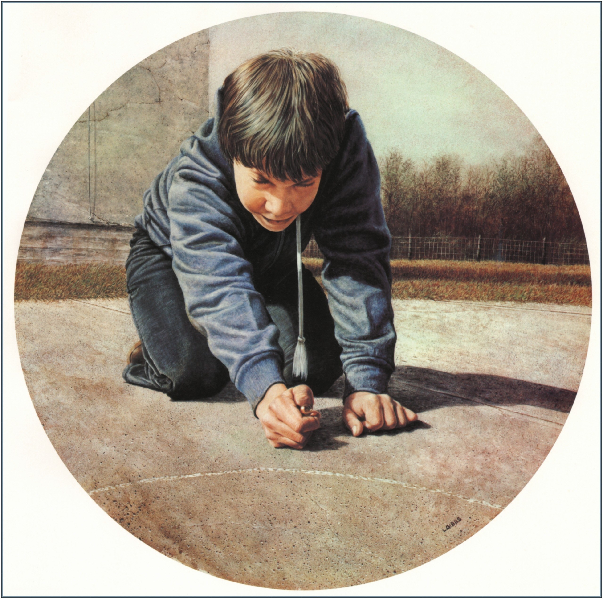 child drawing on pavement