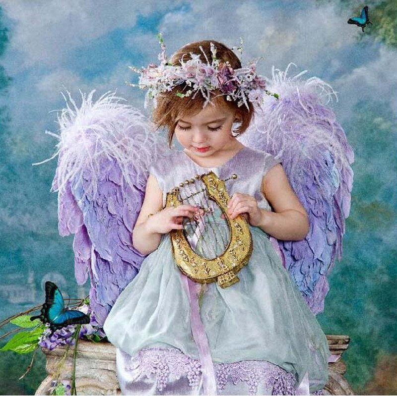 Child Dressed as Angel — Purple