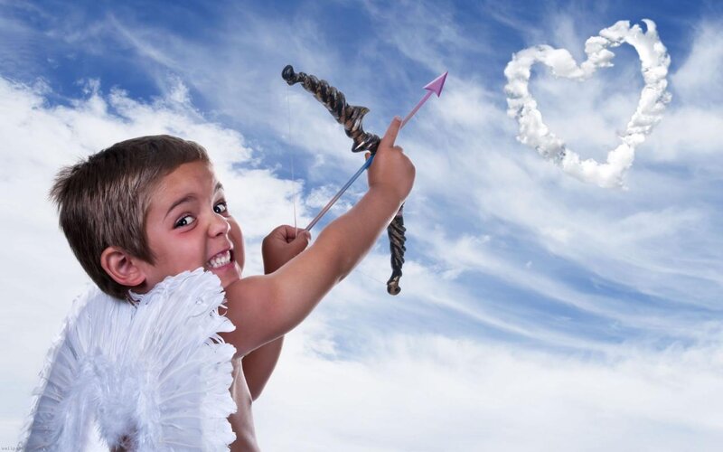 Child Dressed as Cupid — Blue, Playful