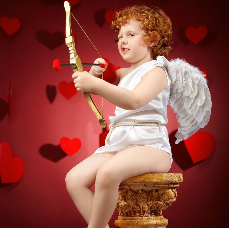 Child Dressed as Cupid — Red