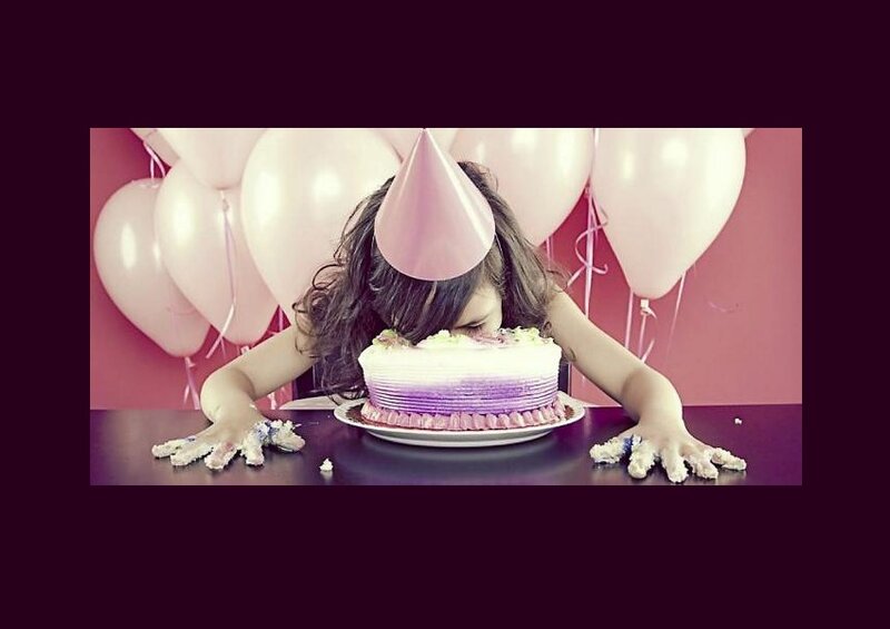 Child Eating Birthday Cake
