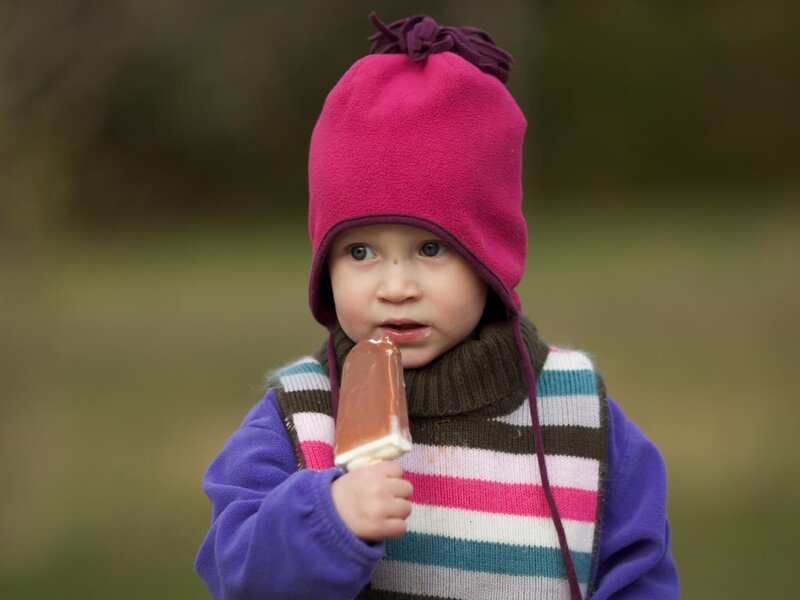Child Eating Ice Cream — Pink
