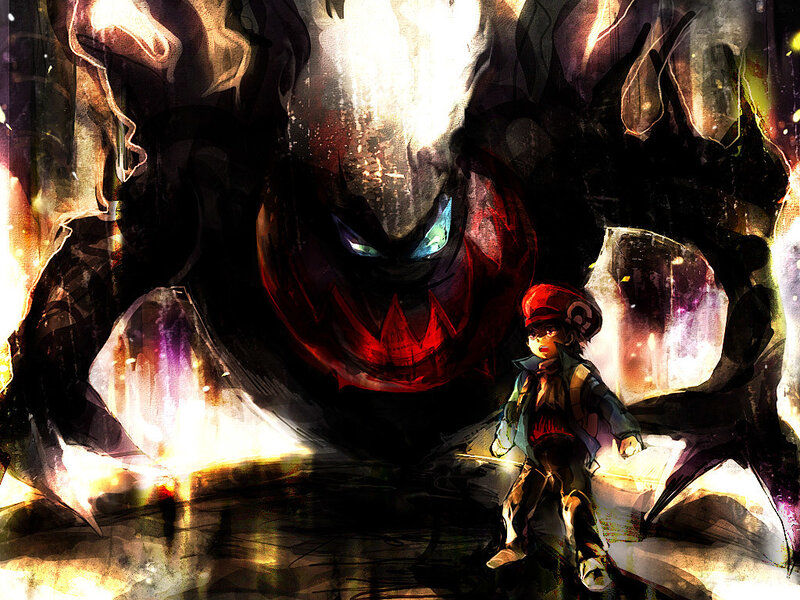 Child facing a giant monster