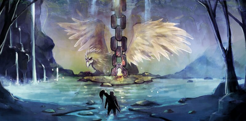 Child Facing Giant Bird