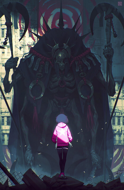 Child Facing Giant Figure