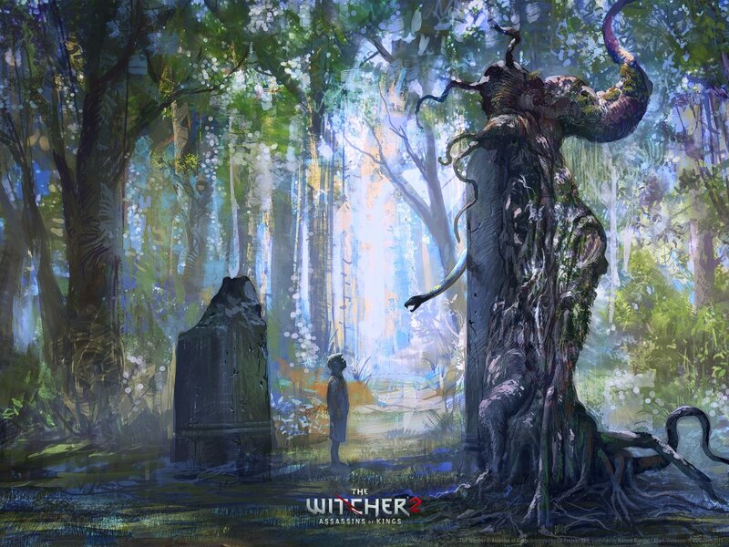 Child Facing Tree Creature — Green
