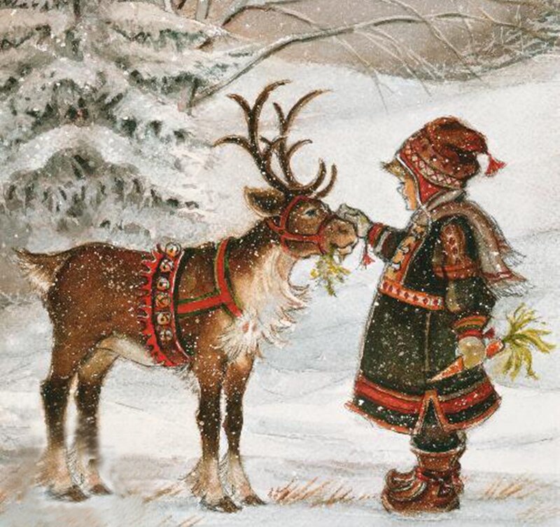 Child Feeding Reindeer
