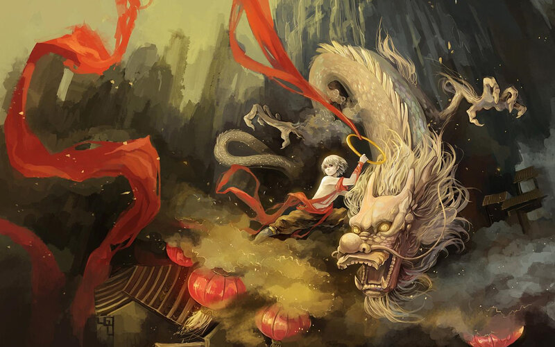 Child Fighting a Dragon