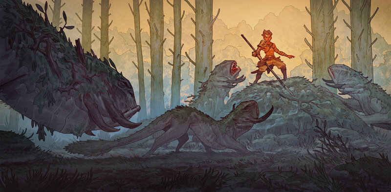 Child Fighting Monsters