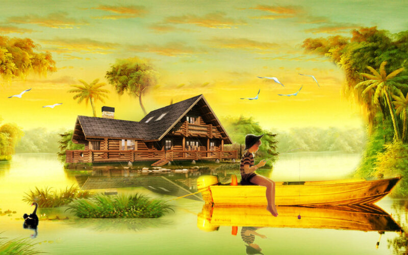 Child Fishing in Boat