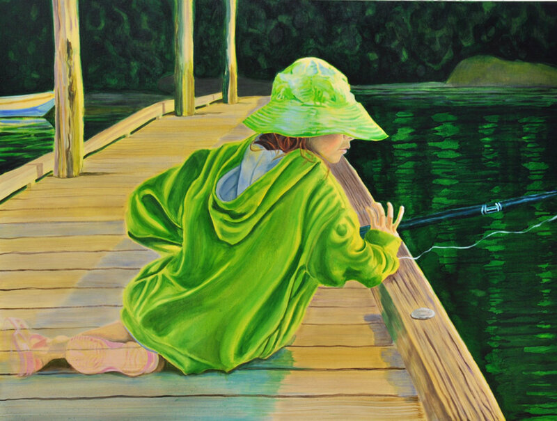 Child fishing on a dock