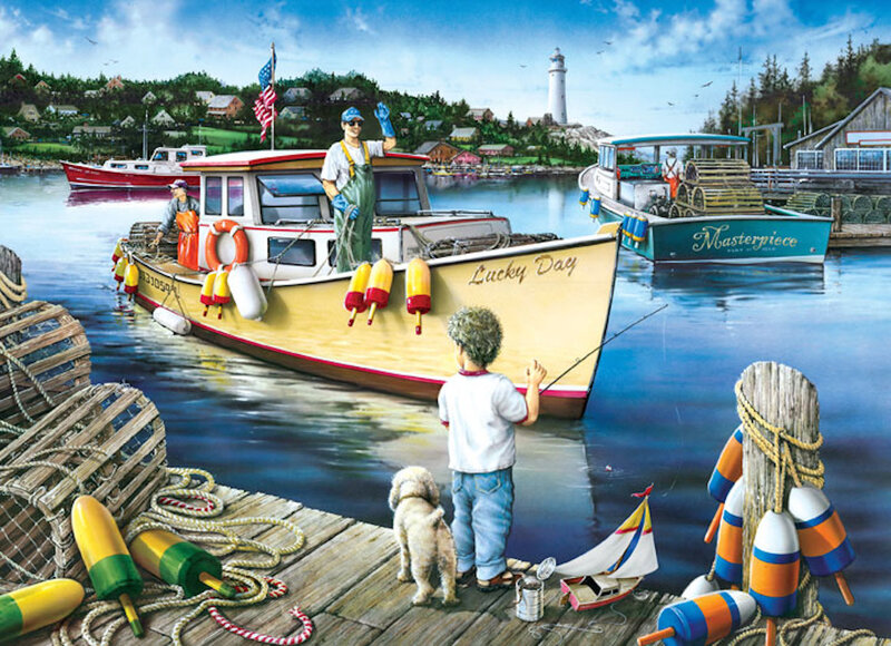 Child Fishing on Dock
