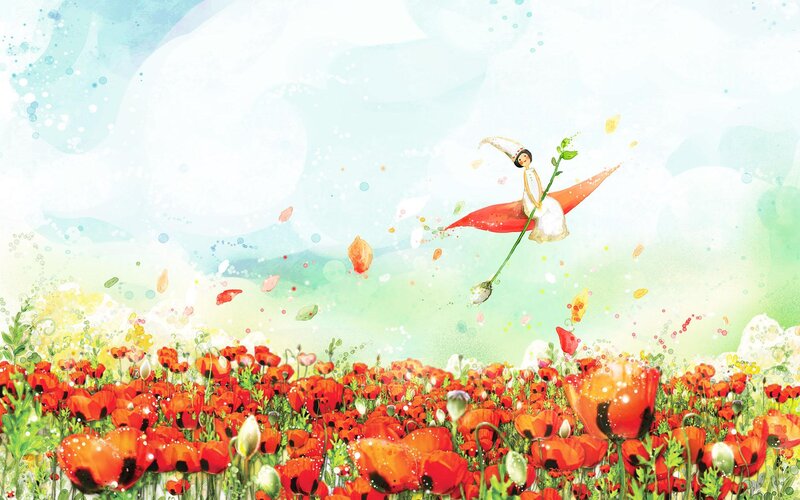 Child Flying on Flower