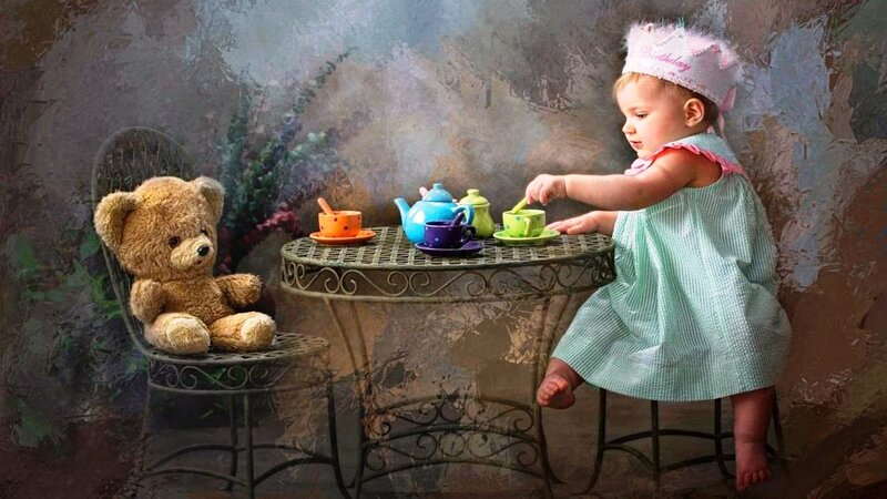 Child Having Tea Party