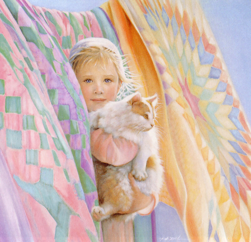 child holding a cat