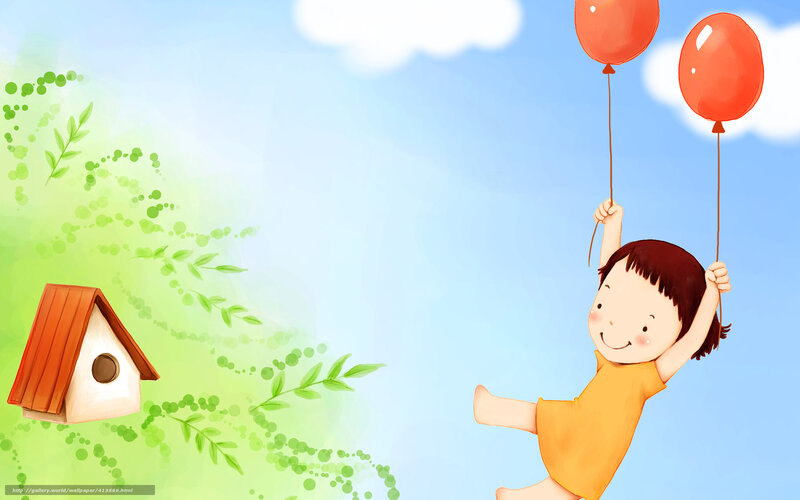 Child Holding Balloons — Blue, Cheerful