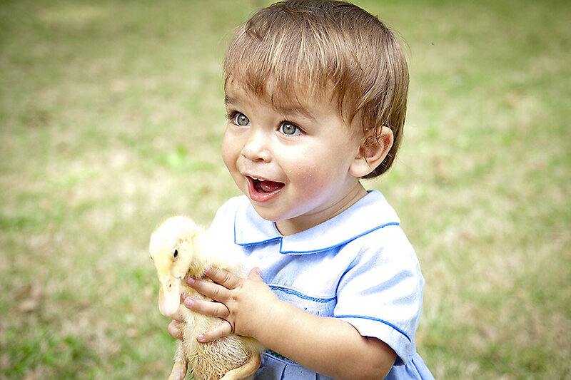 Child Holding Duckling