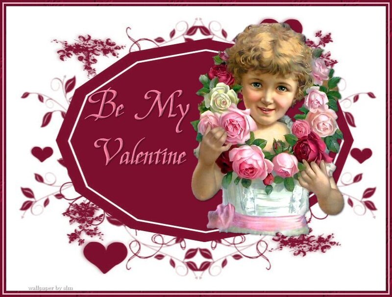 Child Holding Flowers — Maroon