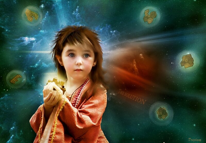 Child Holding Golden Cubes