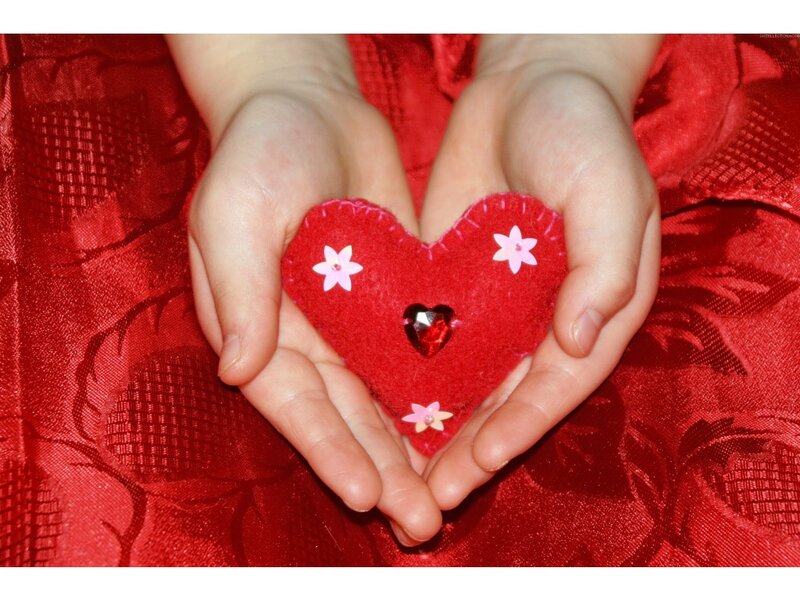 Child Holding Heart — Red, Calm