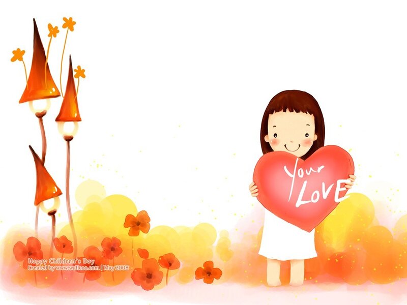 child holding heart with love message