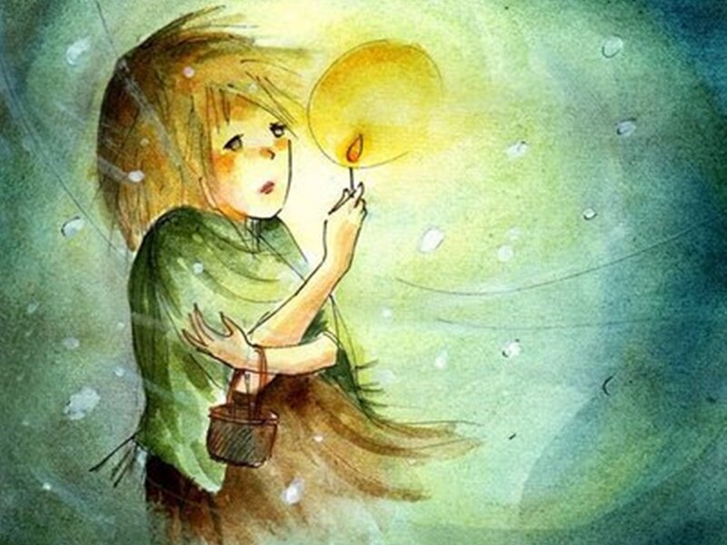 Child Holding Lantern — Green
