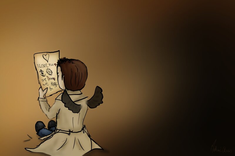 child holding love letter