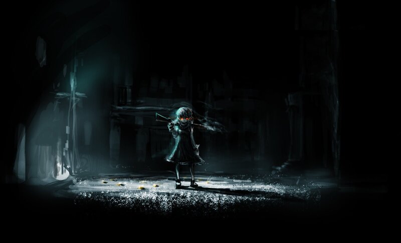 Child Holding Rifle — Black