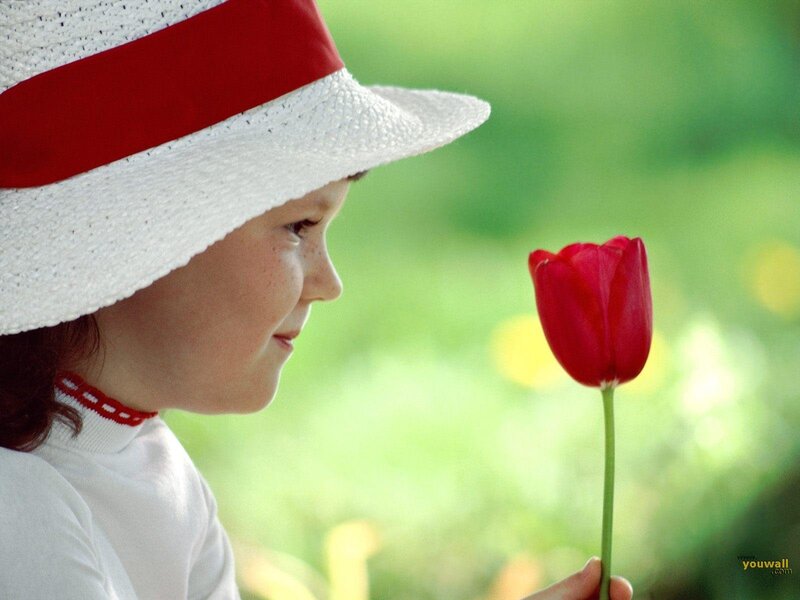Child Holding Tulip