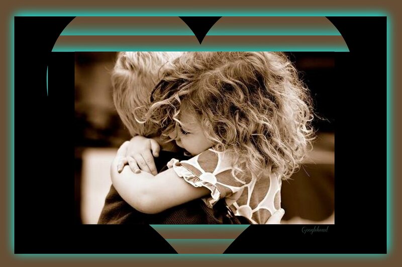 Child Hugging Adult — Brown, Intimate