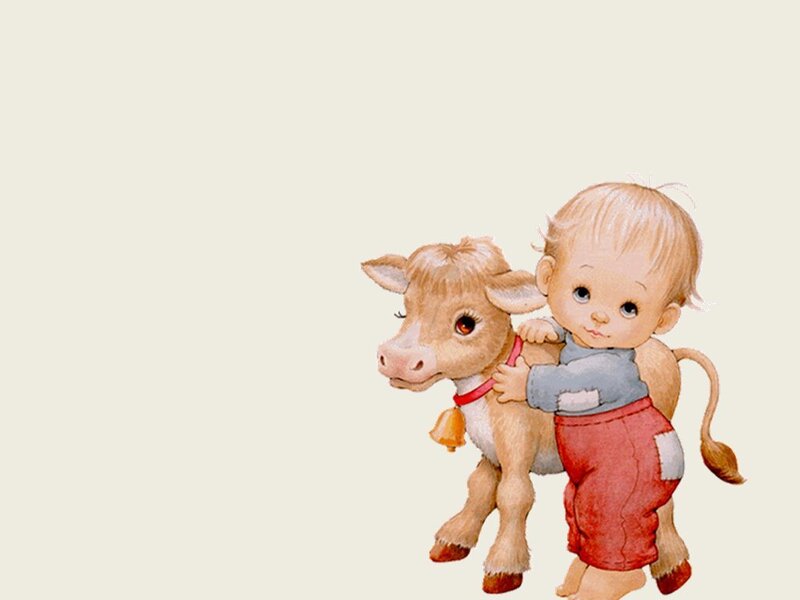 Child Hugging Calf