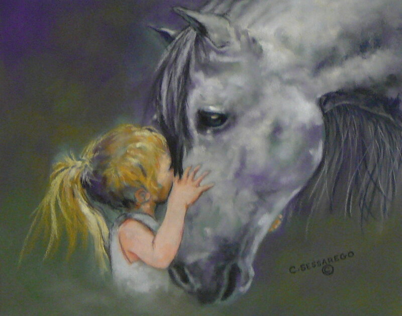 Child Hugging Horse