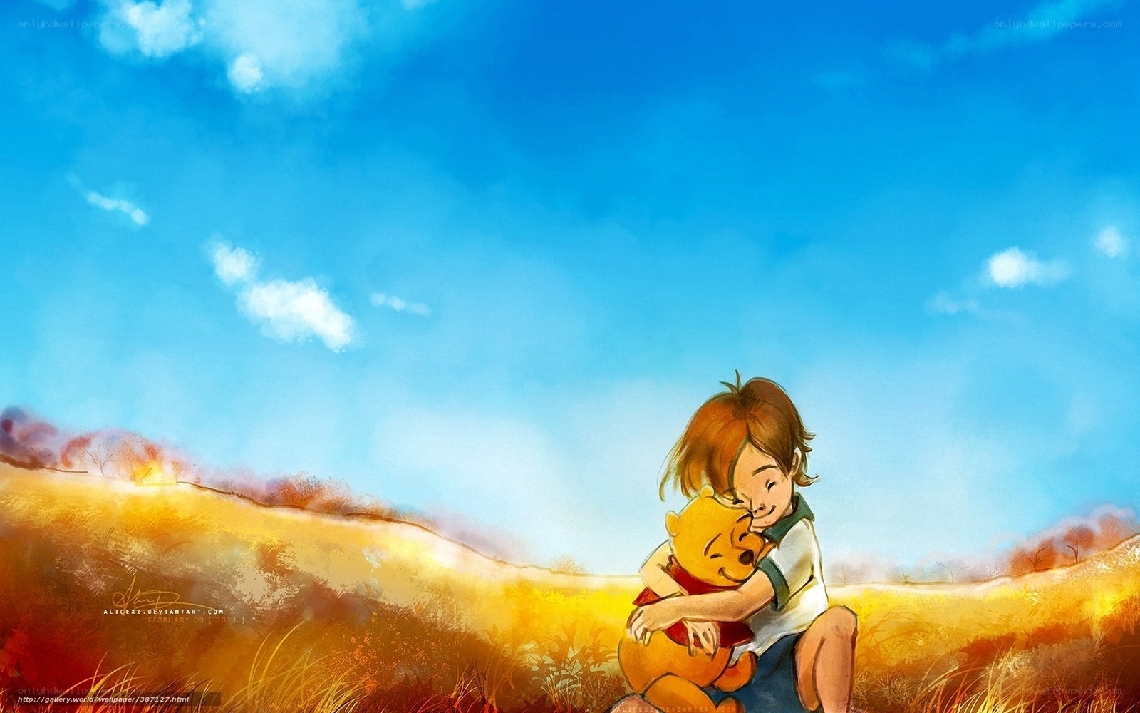 child hugging winnie the pooh