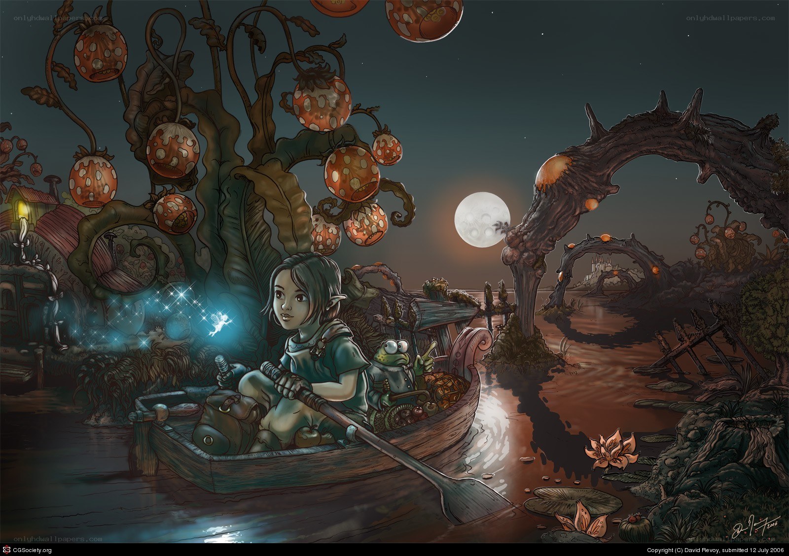 Child in a boat at night