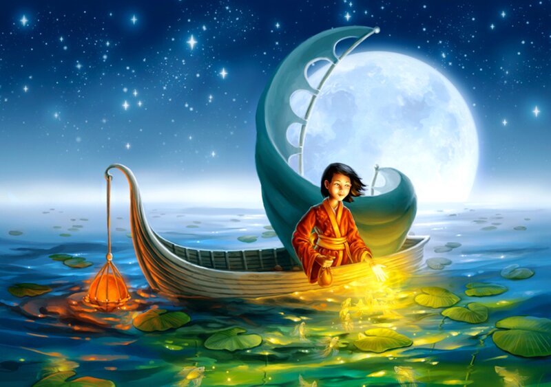 Child in a Boat — Blue