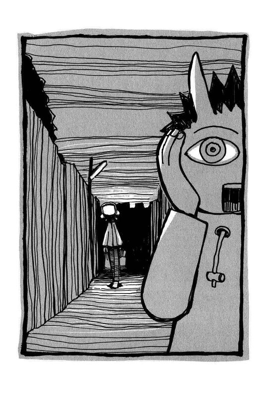 child in a dark corridor