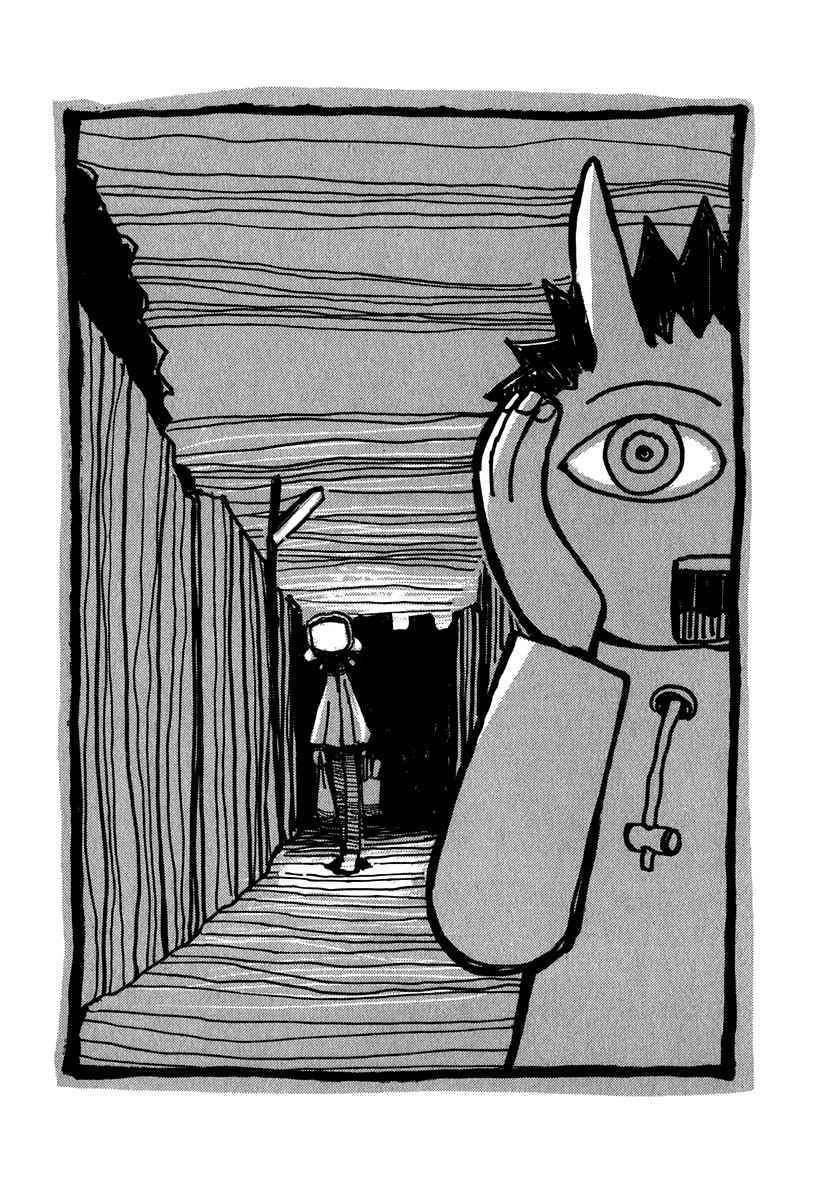child in a dark corridor