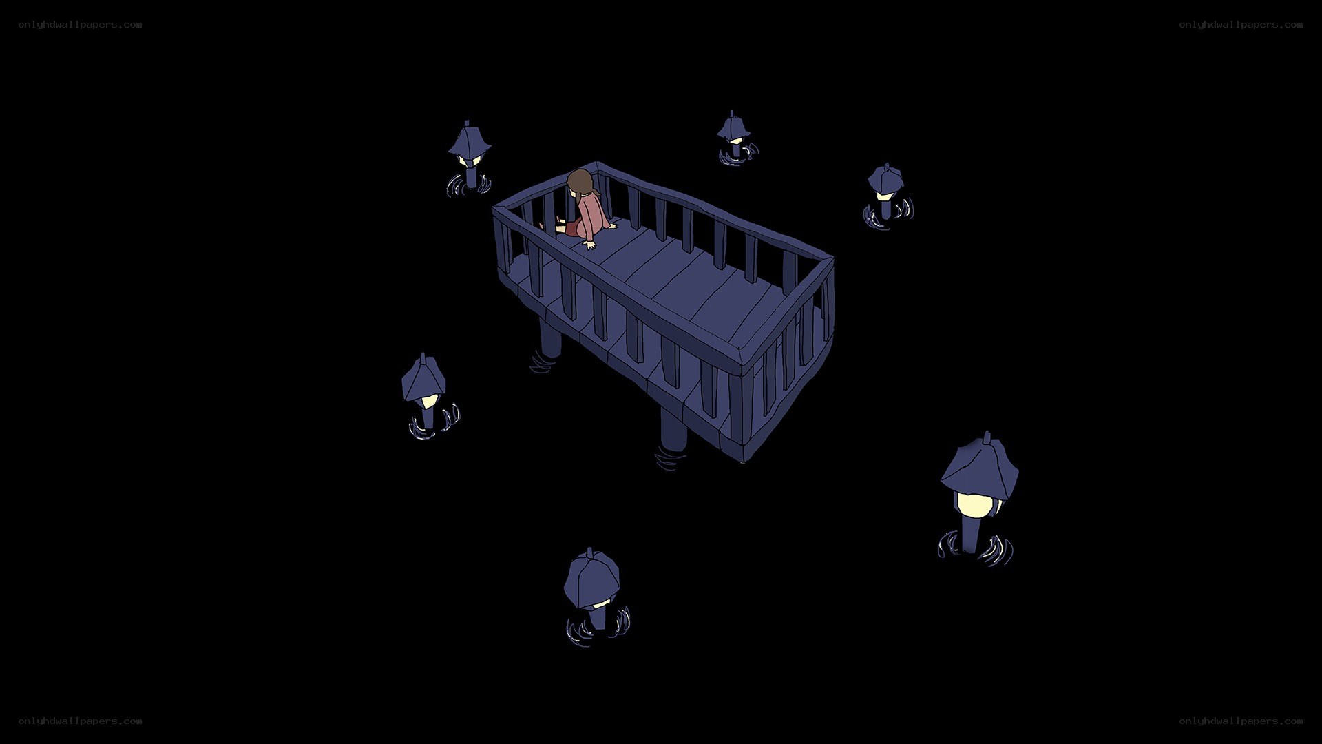 child in a dark enclosure