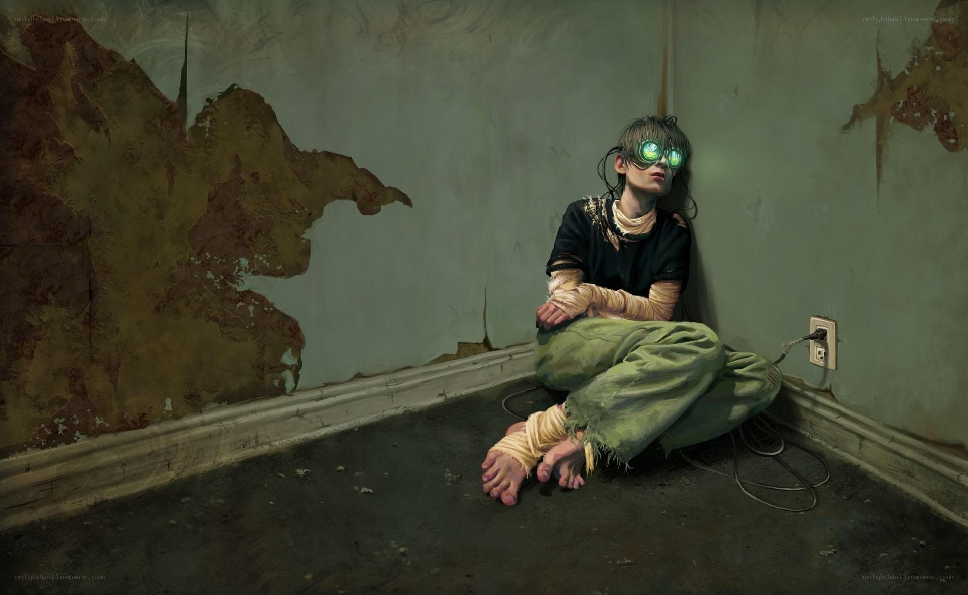 Child in a derelict room