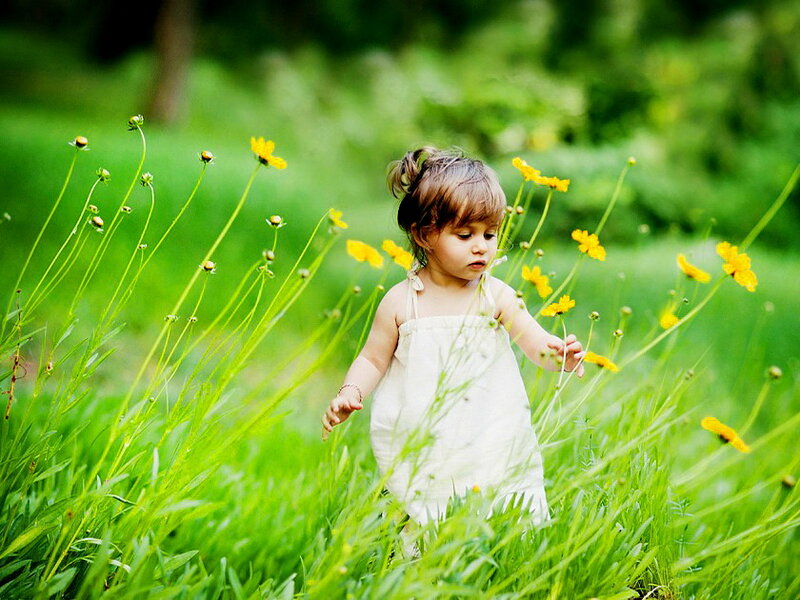 Child in a Field — Green