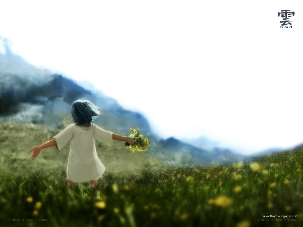 child in a flower field