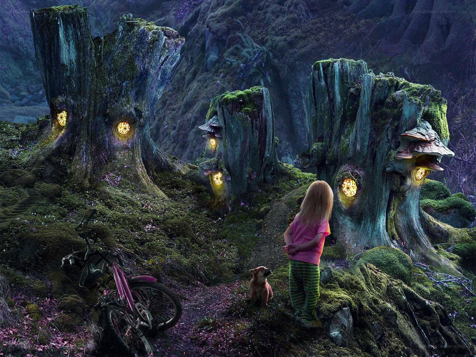child in a magical forest