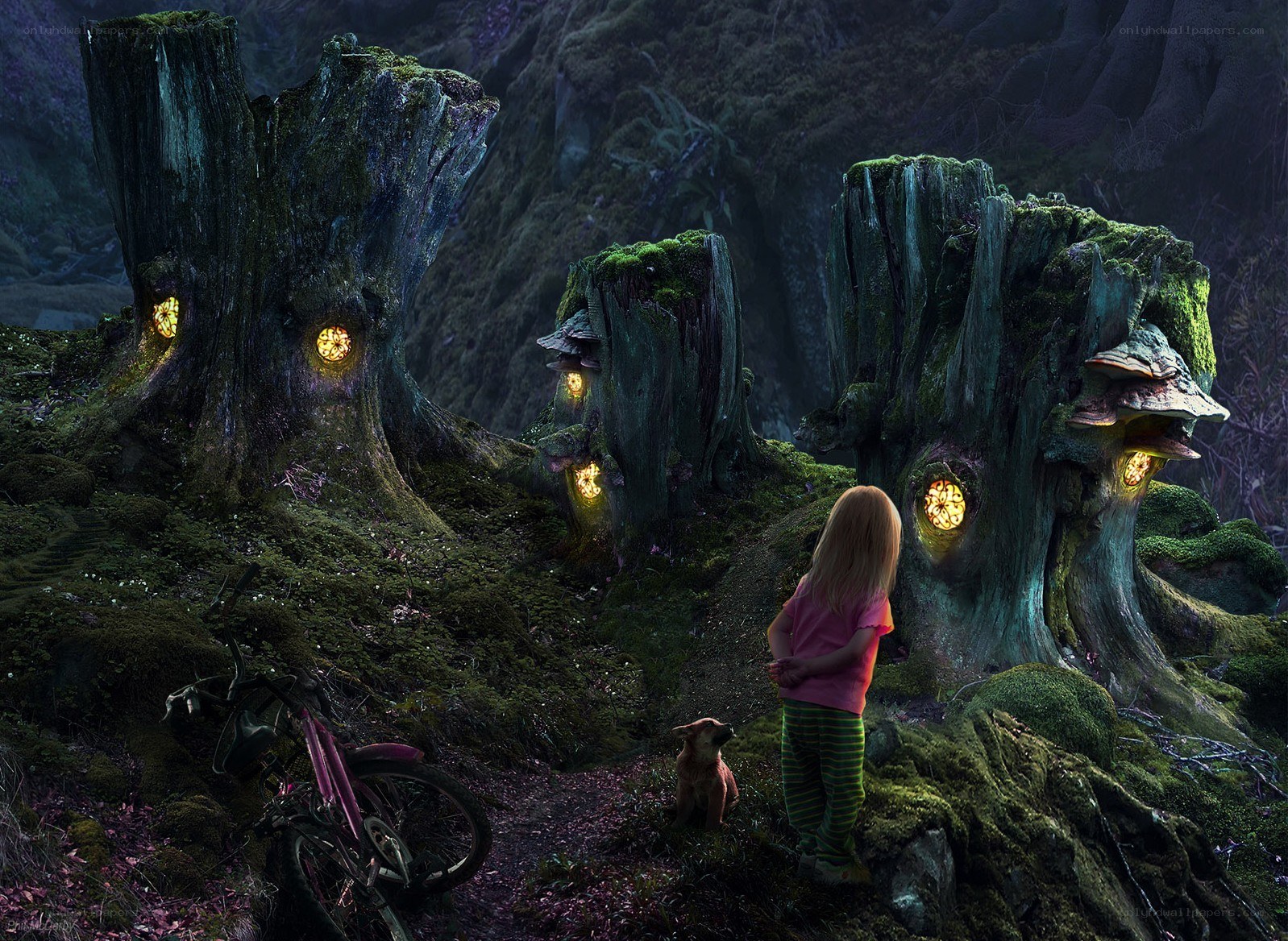 child in a magical forest