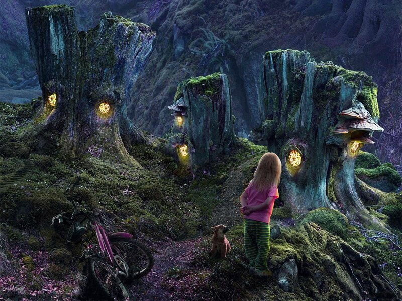 child in a magical forest