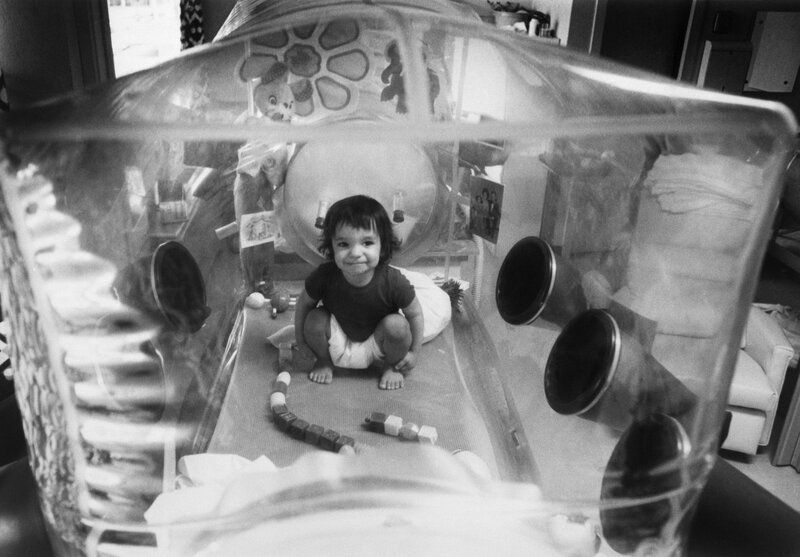 Child in a medical incubator