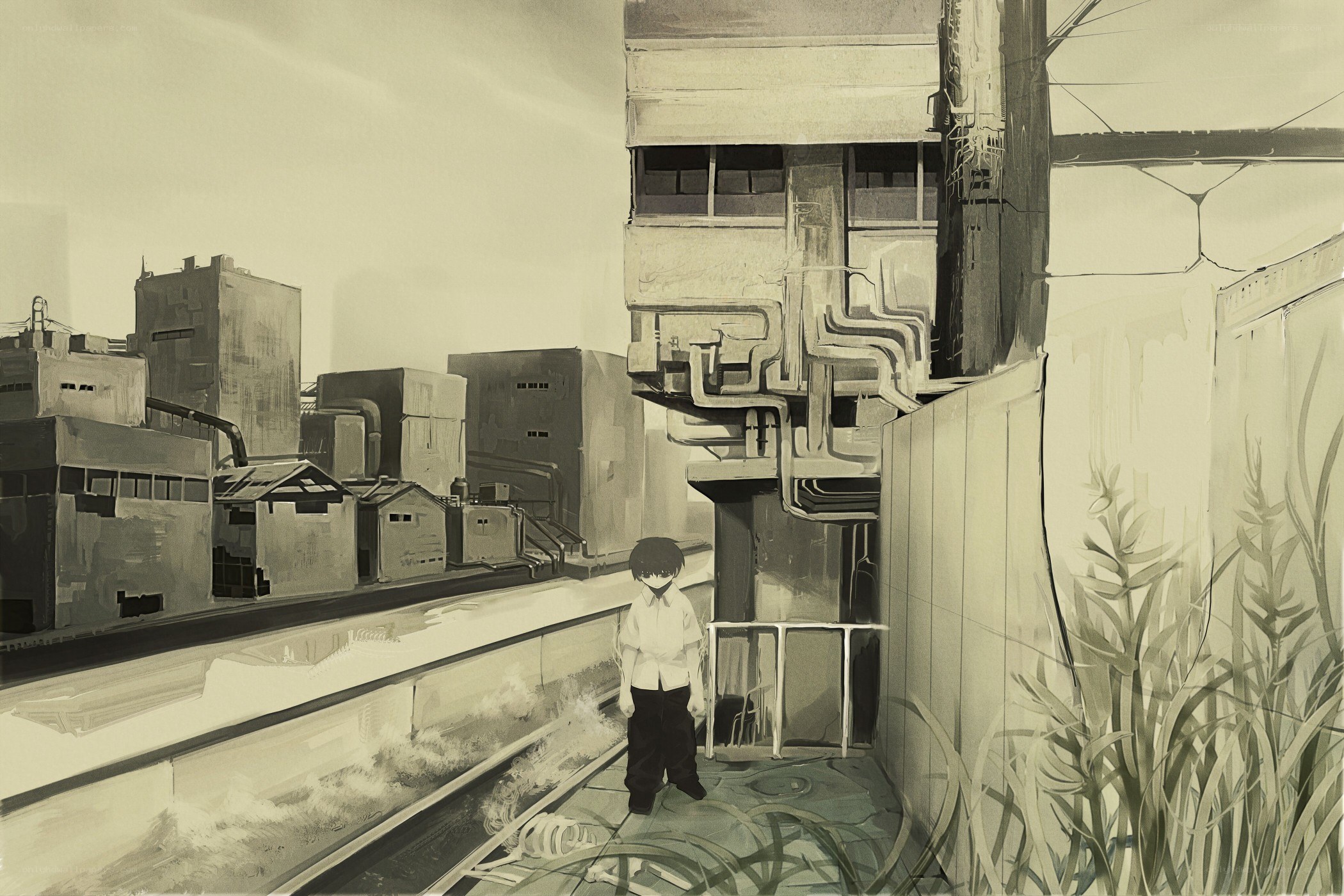 child in a post-apocalyptic city