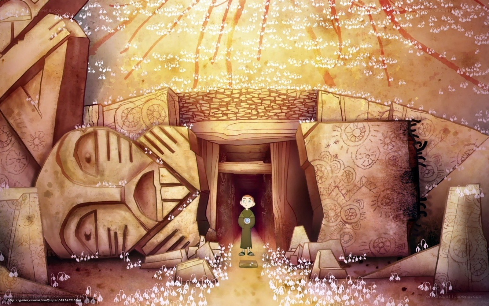child in ancient cave entrance