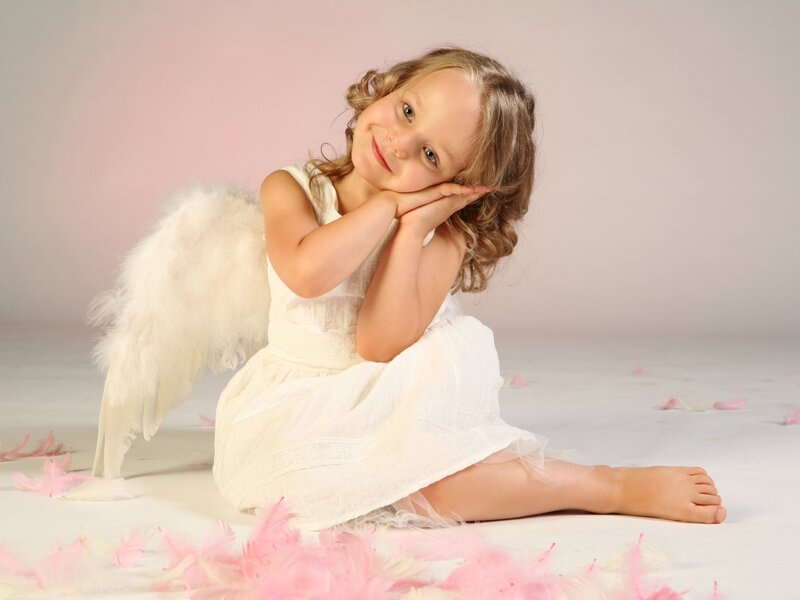 Child in Angel Costume — White, Innocent, Photograph, Wings